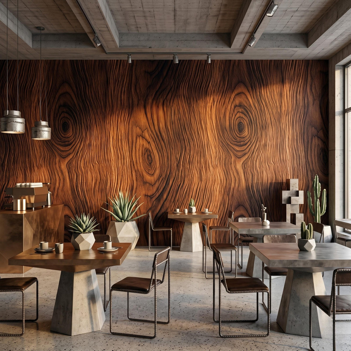 Rustic Brown Wood Grain Wallpaper Mural, Modern Cabin Wall Decor, Organic Texture Office Accent, Farmhouse Faux Wood Look Peel and Stick