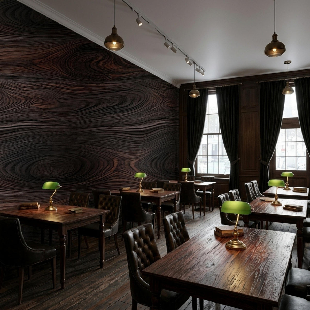 Dark Wood Grain Pattern Modern Peel and Stick Wallpaper, Sophisticated Office Decor, Dark Walnut Wood Wall Mural, Luxury Accent Wall