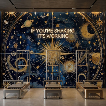 Celestial Navy Gold Constellation Mural, Vintage Astronomical Chart Wallpaper