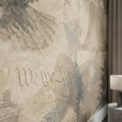 Vintage American Eagle Liberty Bell Mural, Rustic Independence Hall Wall Decor shown in an AI-generated listing photo