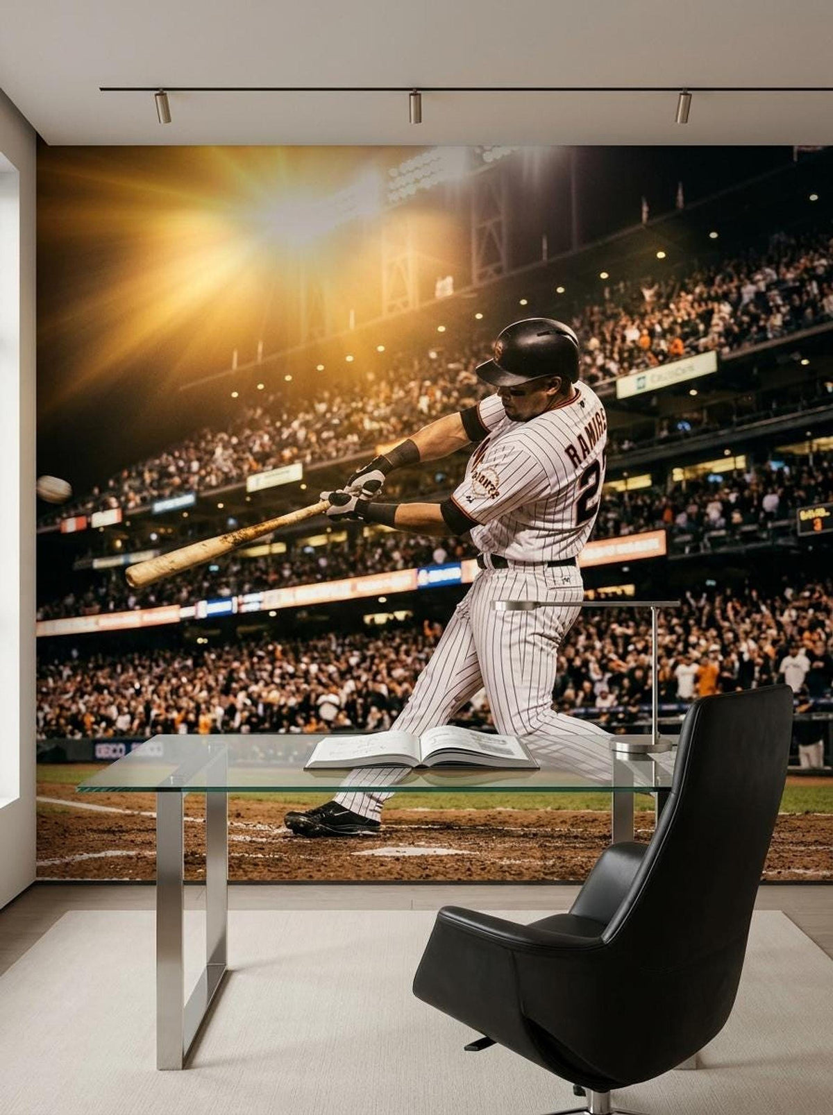 Baseball Stadium Wall Mural Cinematic Sports Art, Boys Room Wallpaper, Man Cave Decor