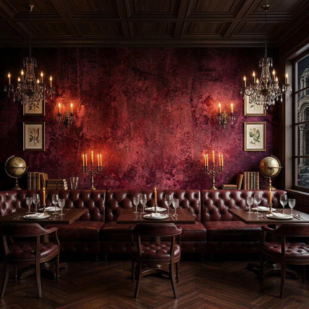 Dark Red Textured Plaster Wallpaper, Gothic Academia Wall Mural, Industrial Grunge Removable Paper