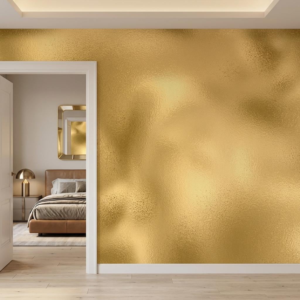 Metallic Gold Textured Wallpaper Peel and Stick Wall Mural, Modern Luxury Home Decor, Elegant Textured Accent Wall