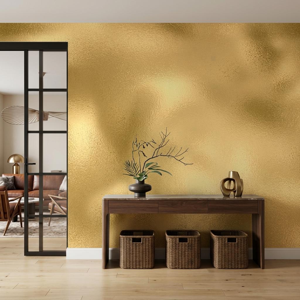 Metallic Gold Textured Wallpaper Peel and Stick Wall Mural, Modern Luxury Home Decor, Elegant Textured Accent Wall