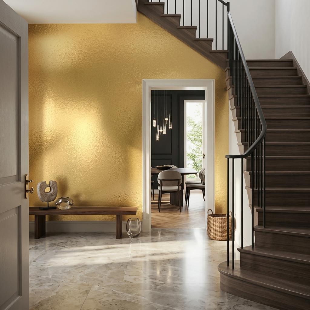 Metallic Gold Textured Wallpaper Peel and Stick Wall Mural, Modern Luxury Home Decor, Elegant Textured Accent Wall