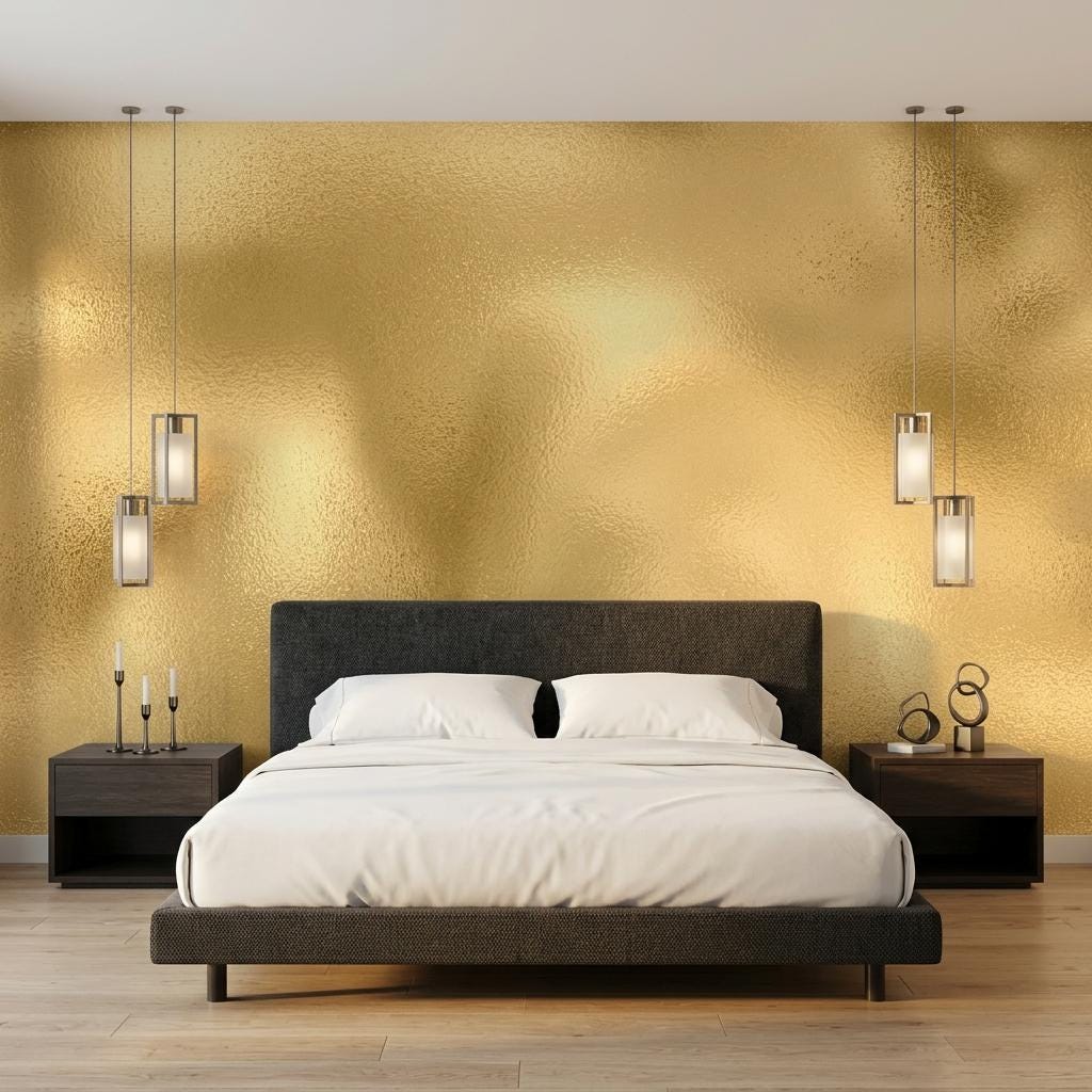 Metallic Gold Textured Wallpaper Peel and Stick Wall Mural, Modern Luxury Home Decor, Elegant Textured Accent Wall