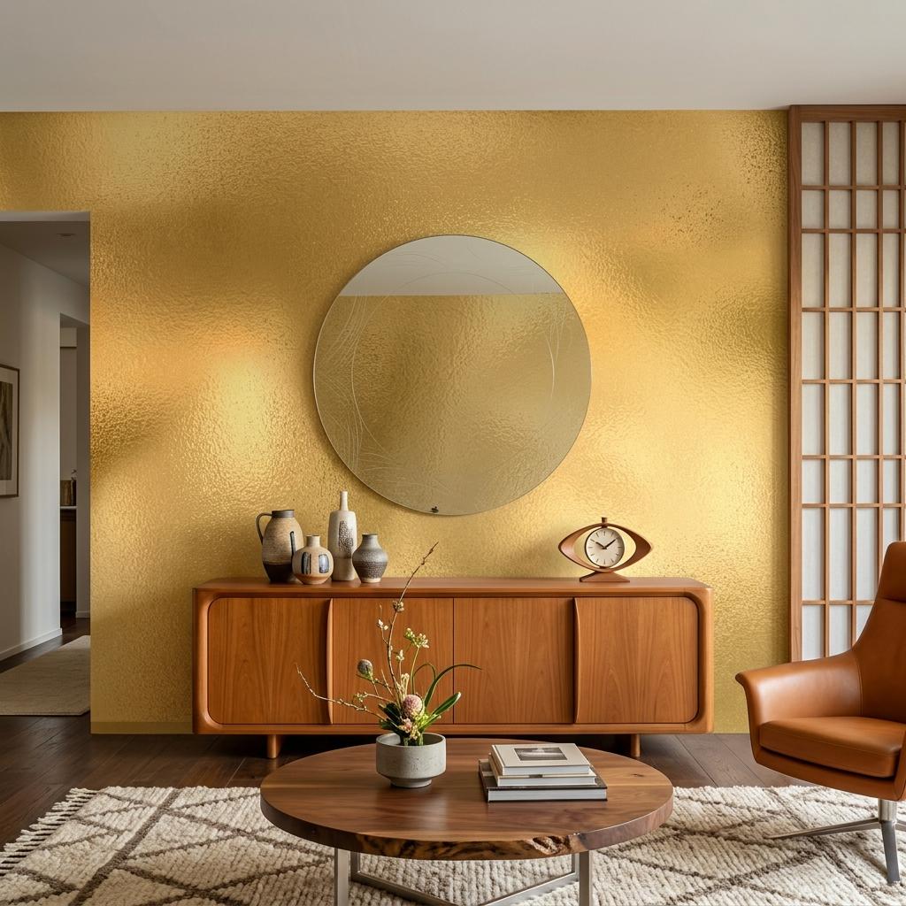 Metallic Gold Textured Wallpaper Peel and Stick Wall Mural, Modern Luxury Home Decor, Elegant Textured Accent Wall