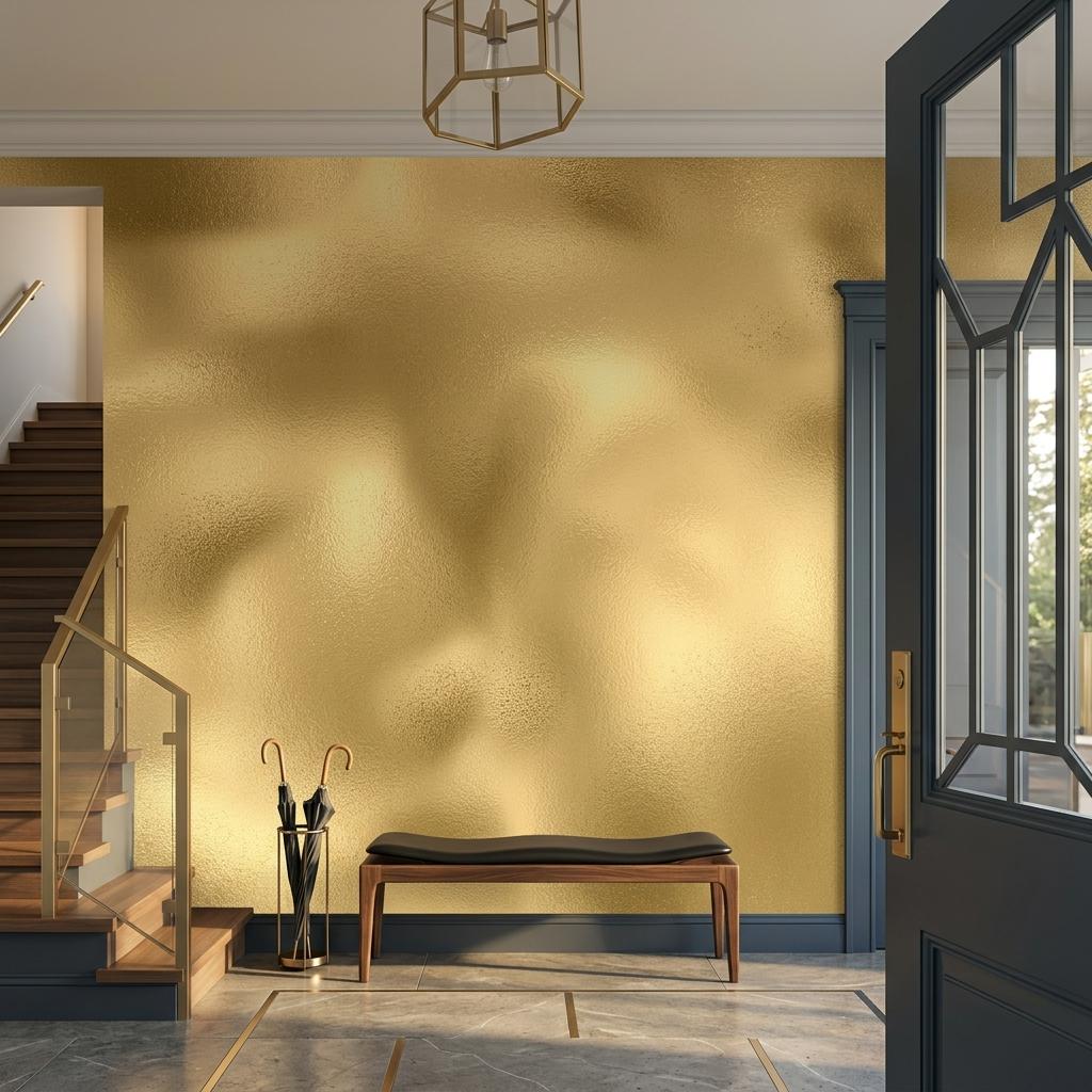 Metallic Gold Textured Wallpaper Peel and Stick Wall Mural, Modern Luxury Home Decor, Elegant Textured Accent Wall