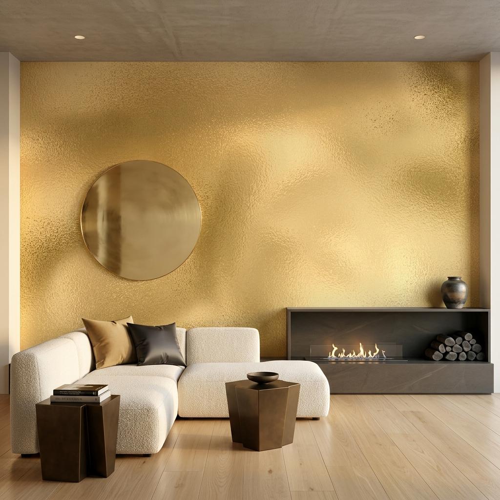 Metallic Gold Textured Wallpaper Peel and Stick Wall Mural, Modern Luxury Home Decor, Elegant Textured Accent Wall