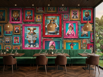 The Wild Salon Wallpaper Mural — Eclectic Animal Gallery