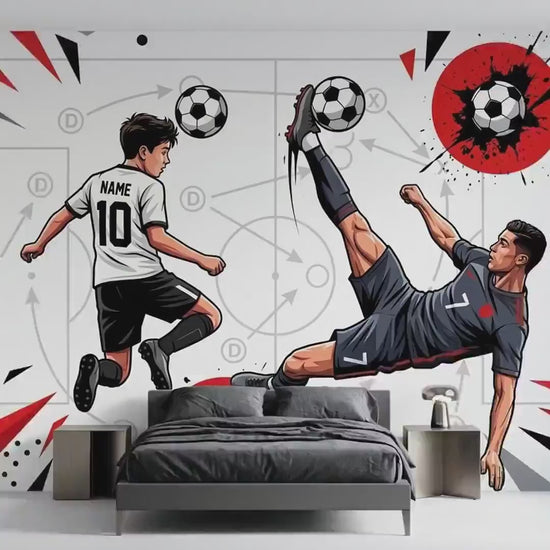 Custom Name Soccer Wall Mural, Boys Bedroom Decor, Sports Theme Wall Art (Digital Download)