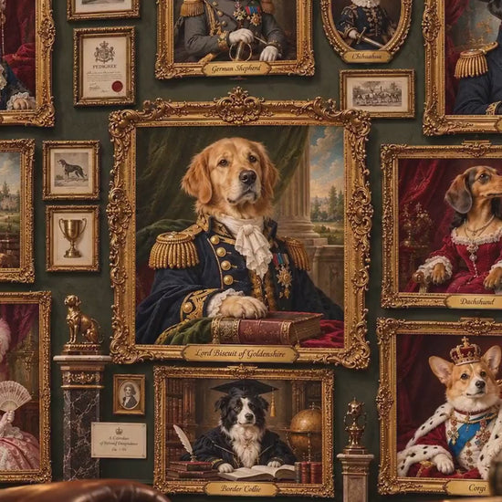 Custom Regal Pet Portrait, Renaissance Dog Painting, Dark Academia Decor (Digital Download)