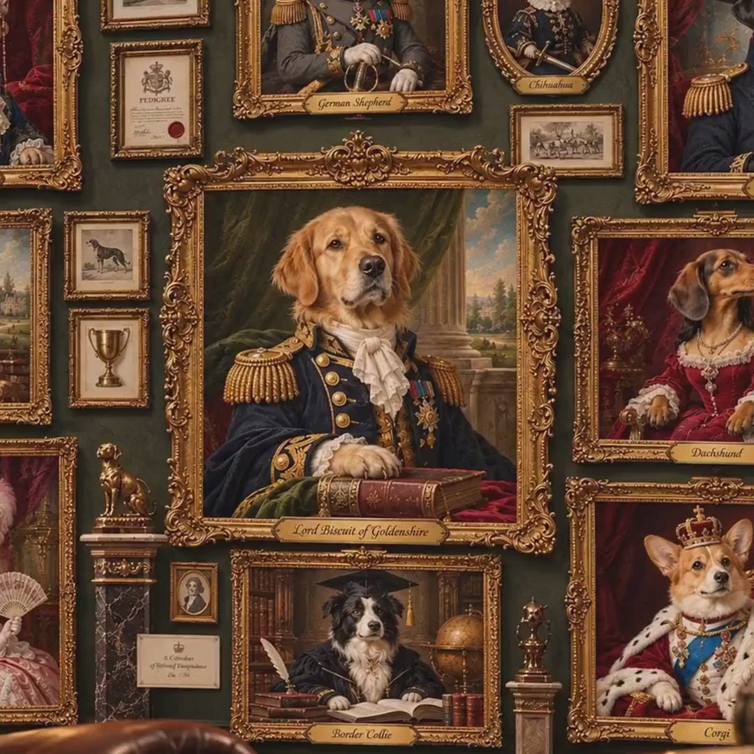 Custom Regal Pet Portrait, Renaissance Dog Painting, Dark Academia Decor (Digital Download)